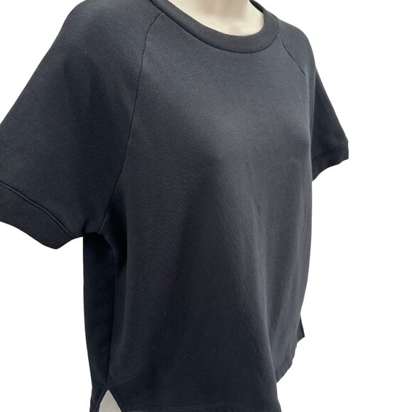 Pink VS Womens Black Oversized Short Sleeve Cropped Short Sleeve Sweatshirt  XS - Picture 2 of 7